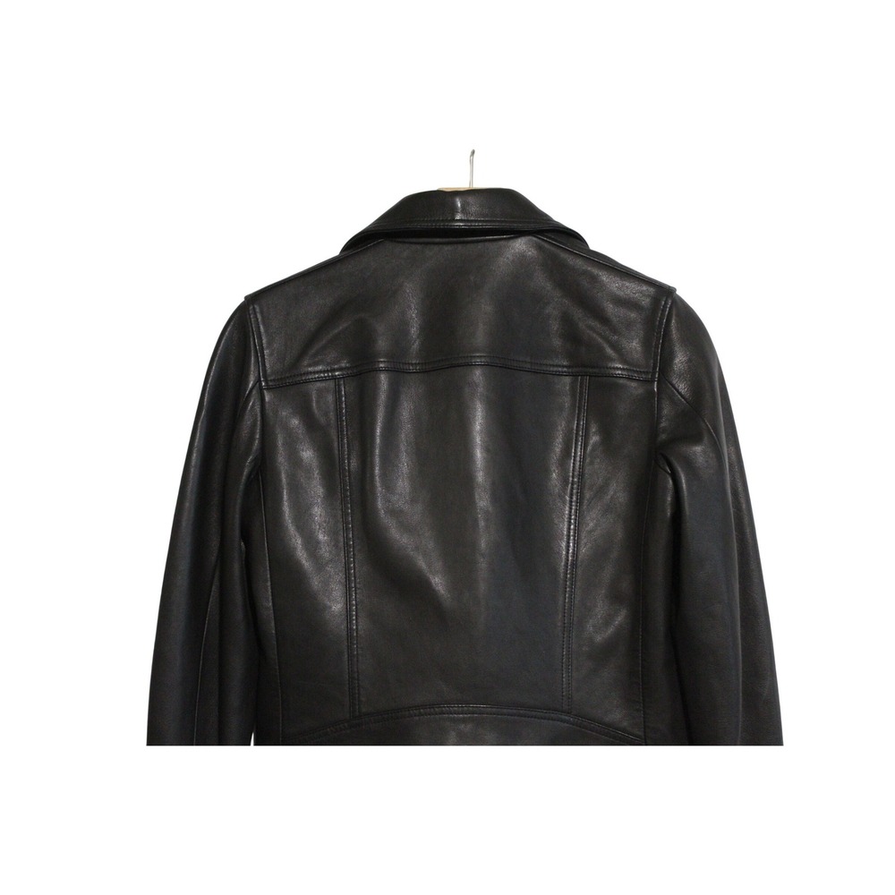 All Saints women lambskin leather moto jacket size 6 black Dalby slim fit biker - Picture 8 of 9